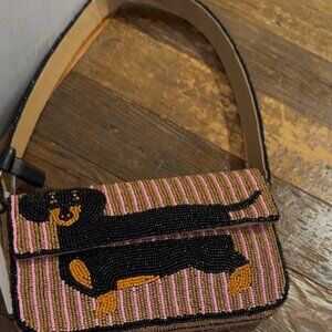 ANTHROPOLOGIE FIONA BEADED BAG: Icon Edition Dachshund Dog NWT SOLD OUT